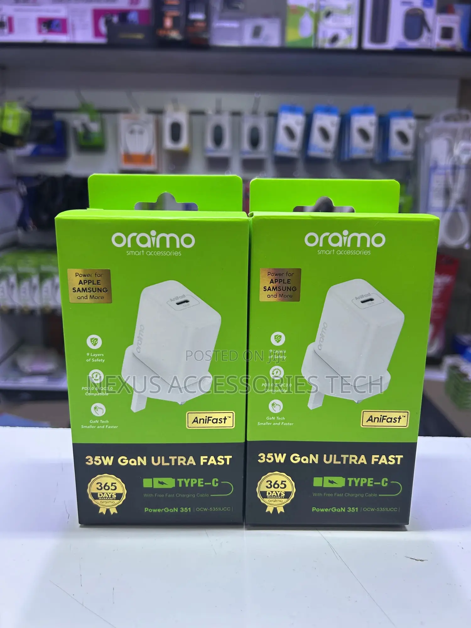 Oraimo Powergon 35w Gan Charger – Pd3.0 + Qc3.0, Free Cable