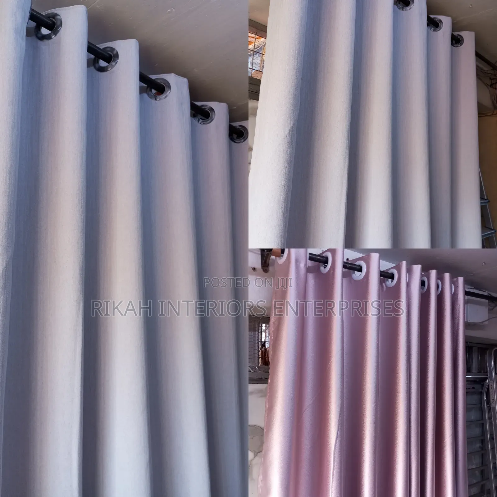 Pink and Light Grey Black Out Curtains