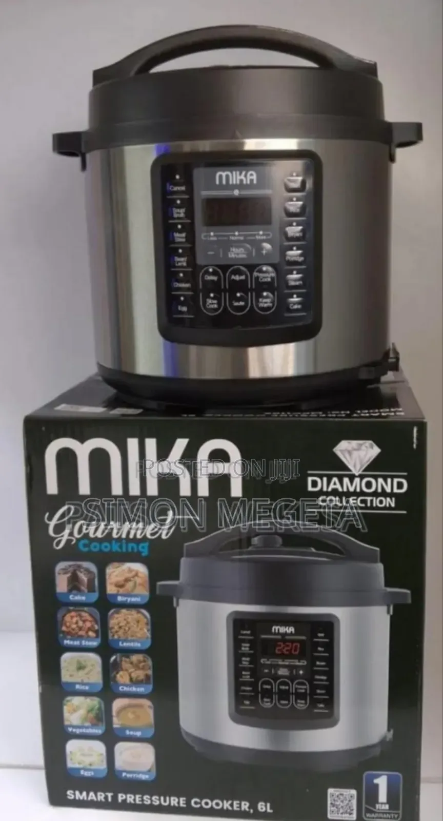 Six Litres. With Warranty Mika 6l Pressure Cooker