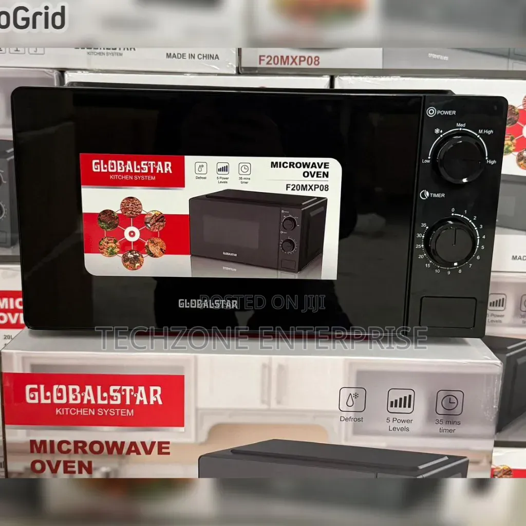 20 Litres Silver Globalstar Manual Microwave Multiple Power Levels 