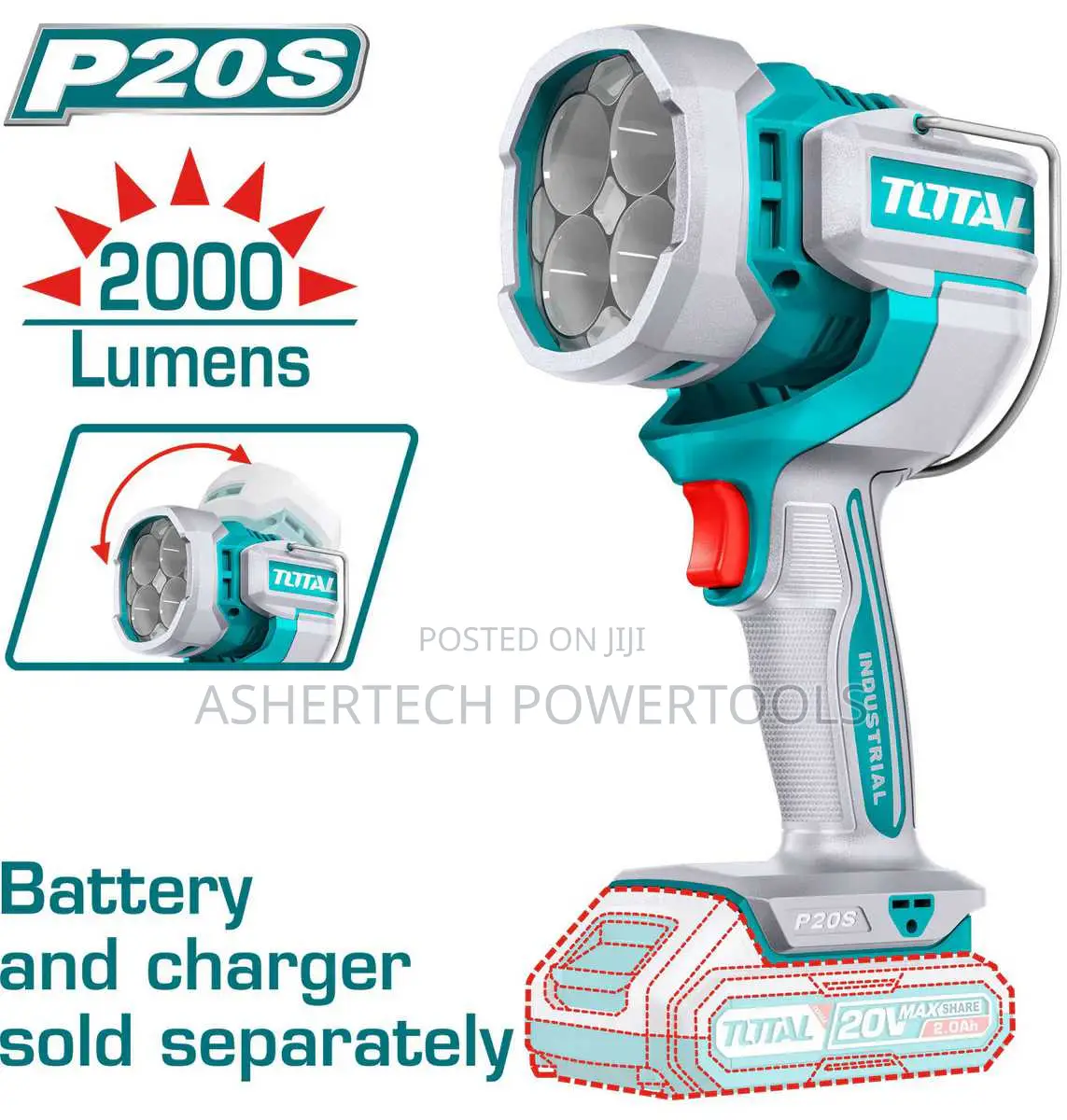Total Twli20885 Cordless Work Lamp 20v