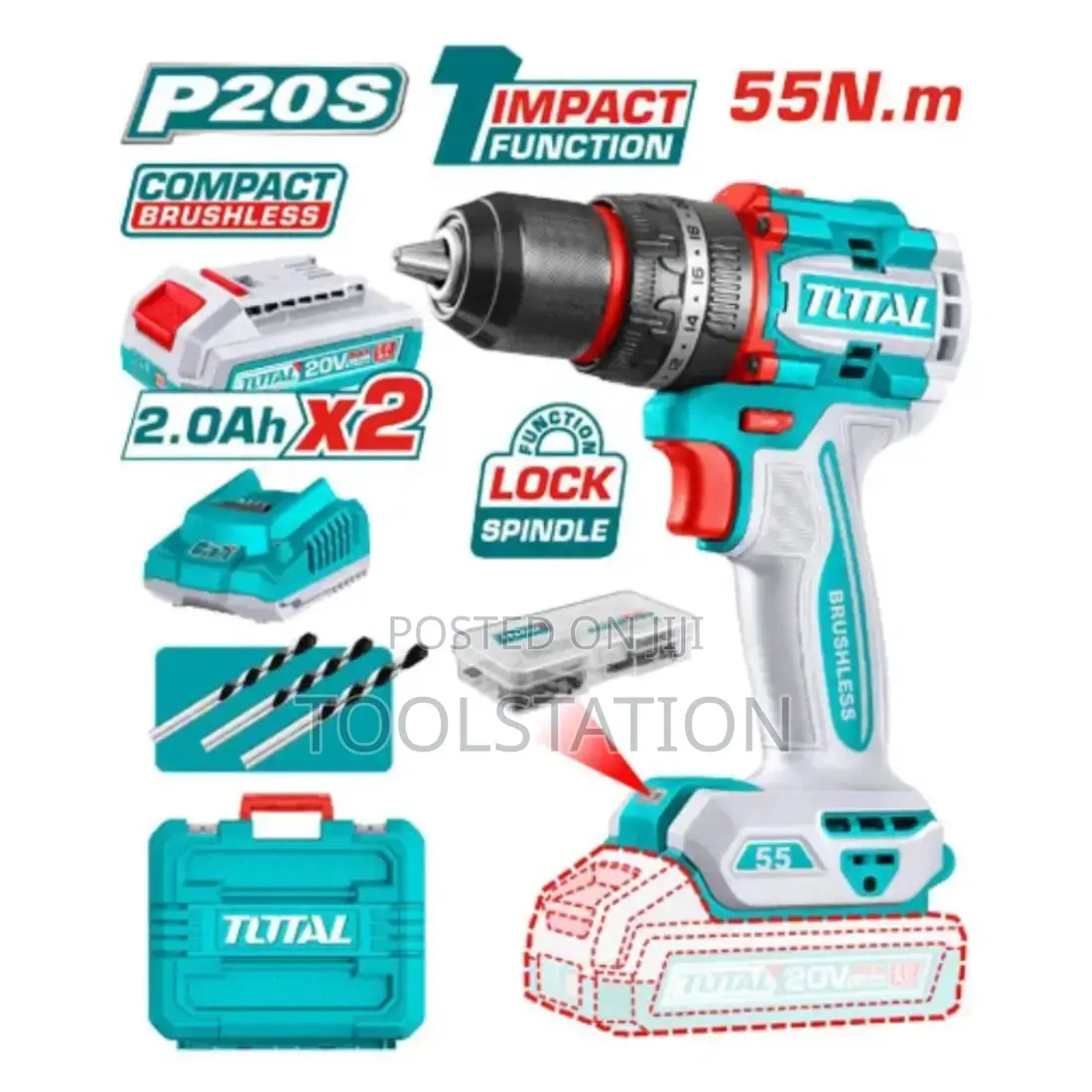 Compact Brushless Cordless Impact Drill Tidli20558