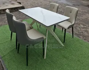 Dining Tables; 4-Seater Marble Top Modern Dining Sets