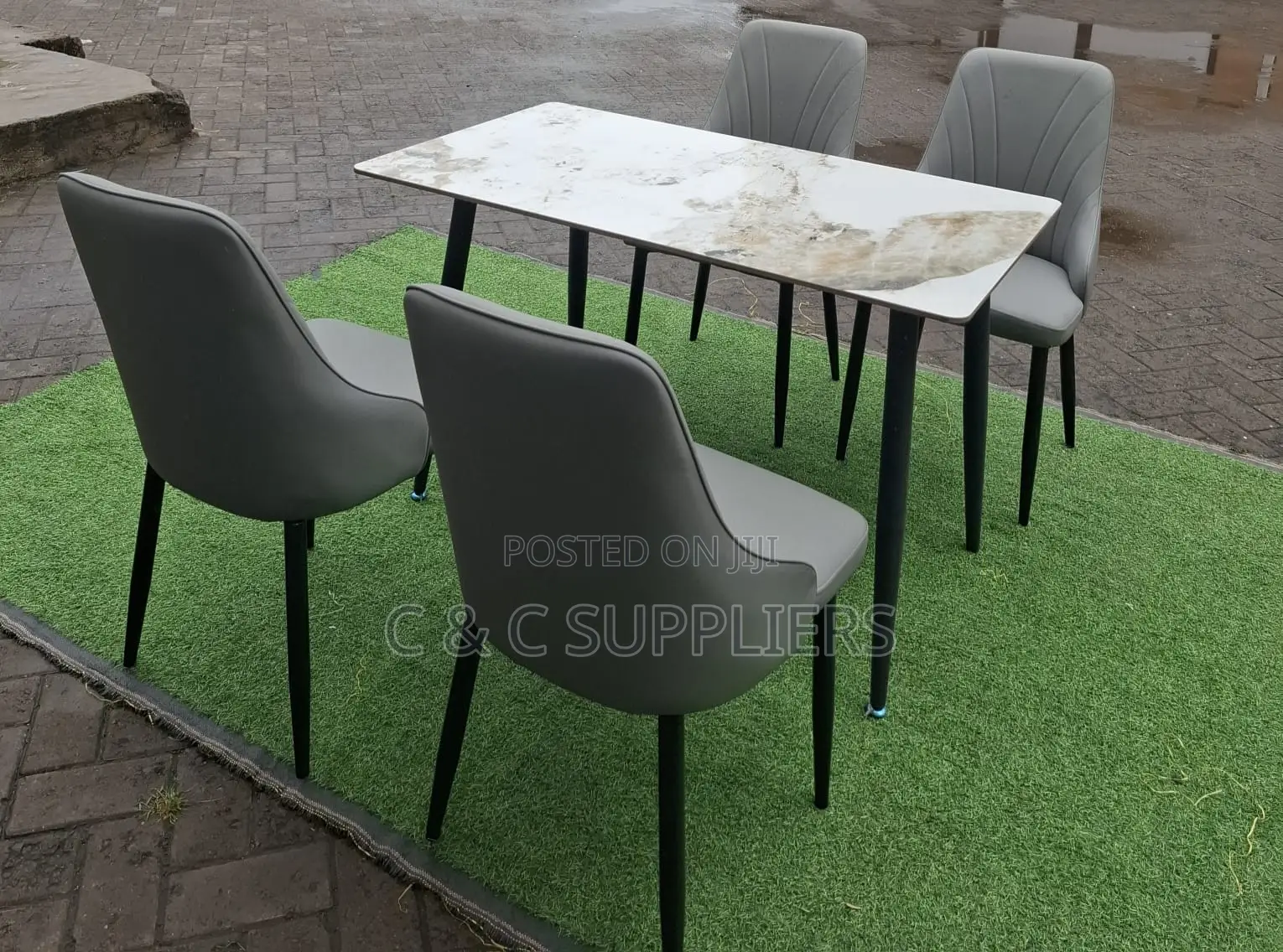 Dining Tables; 4-Seater Marble Top Modern Dining Sets
