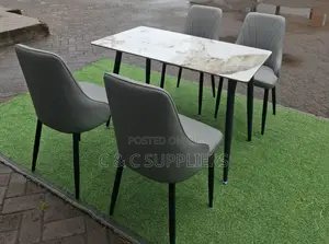 Dining Tables; 4-Seater Marble Top Modern Dining Sets