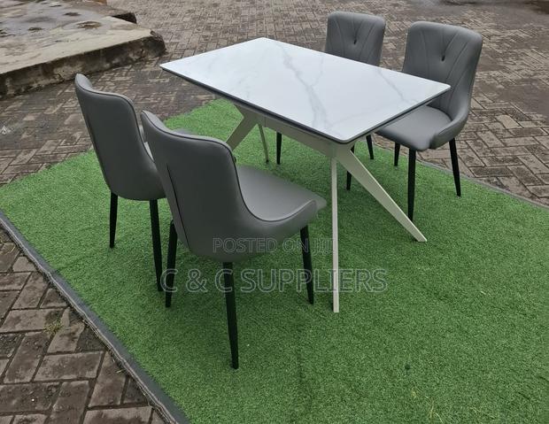 Dining Tables; 4-Seater Marble Top Modern Dining Sets - thumbnail 4