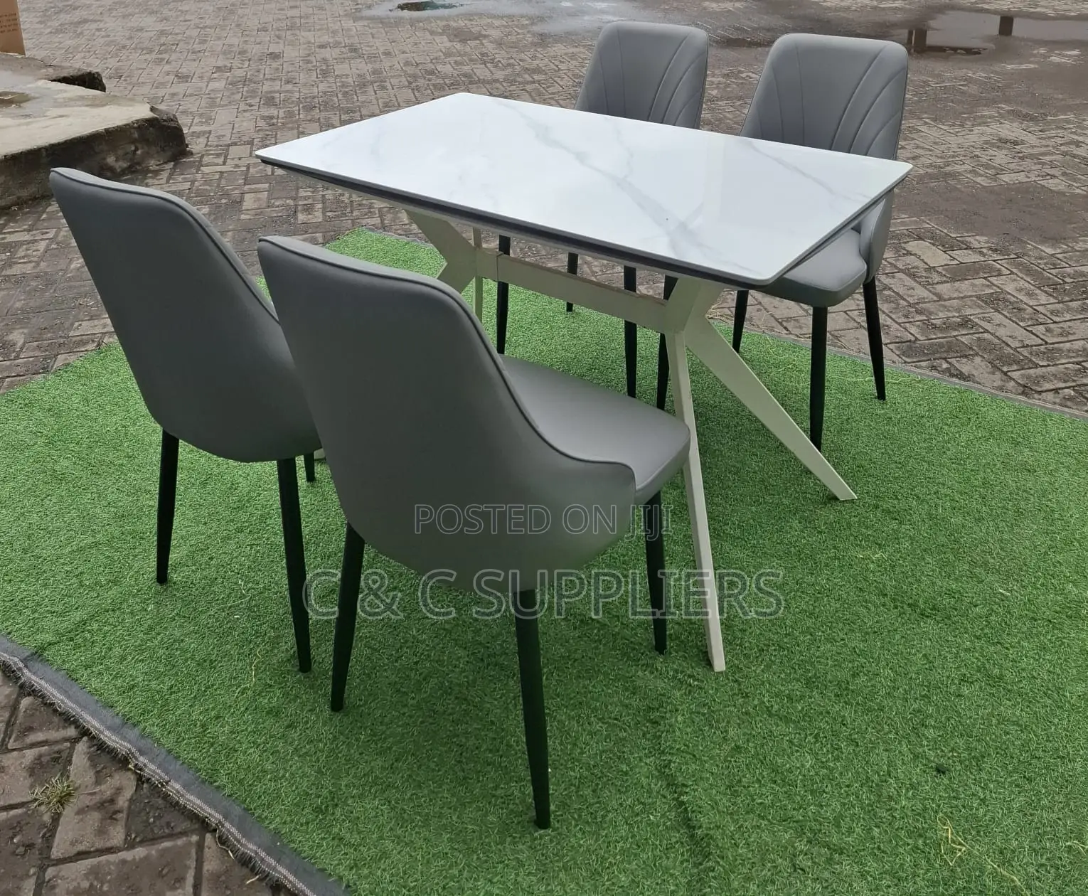 Dining Tables; 4-Seater Marble Top Modern Dining Sets
