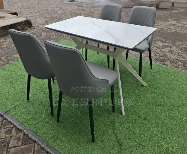 Dining Tables; 4-Seater Marble Top Modern Dining Sets - thumbnail 5