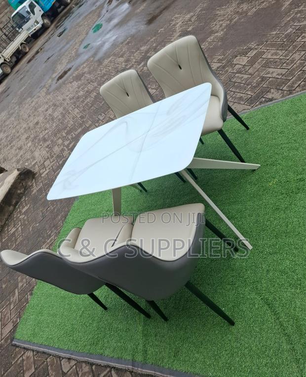 Dining Tables; 4-Seater Marble Top Modern Dining Sets - thumbnail 6