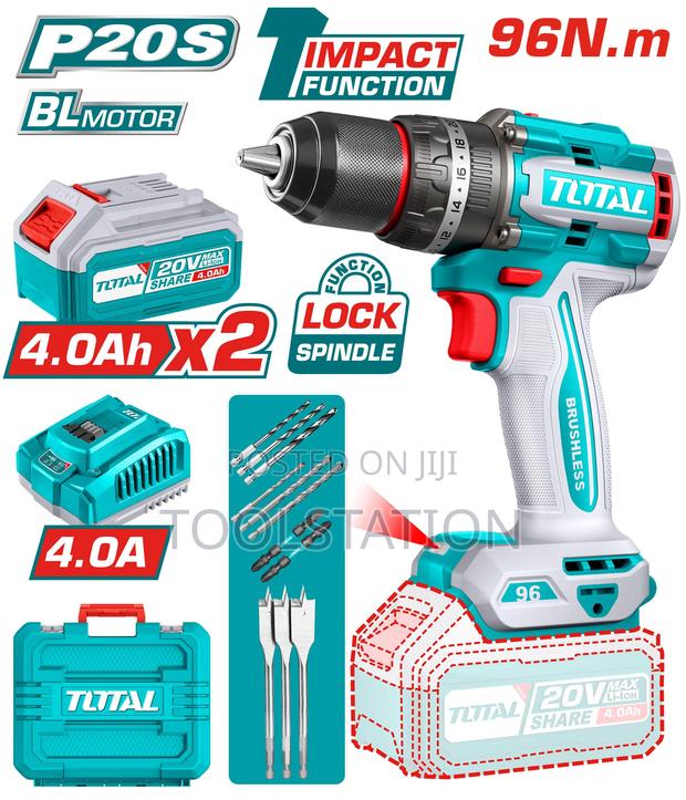 Brushless Cordless Impact Drill Tidli209682 X 4 Ah Batteries + Charger