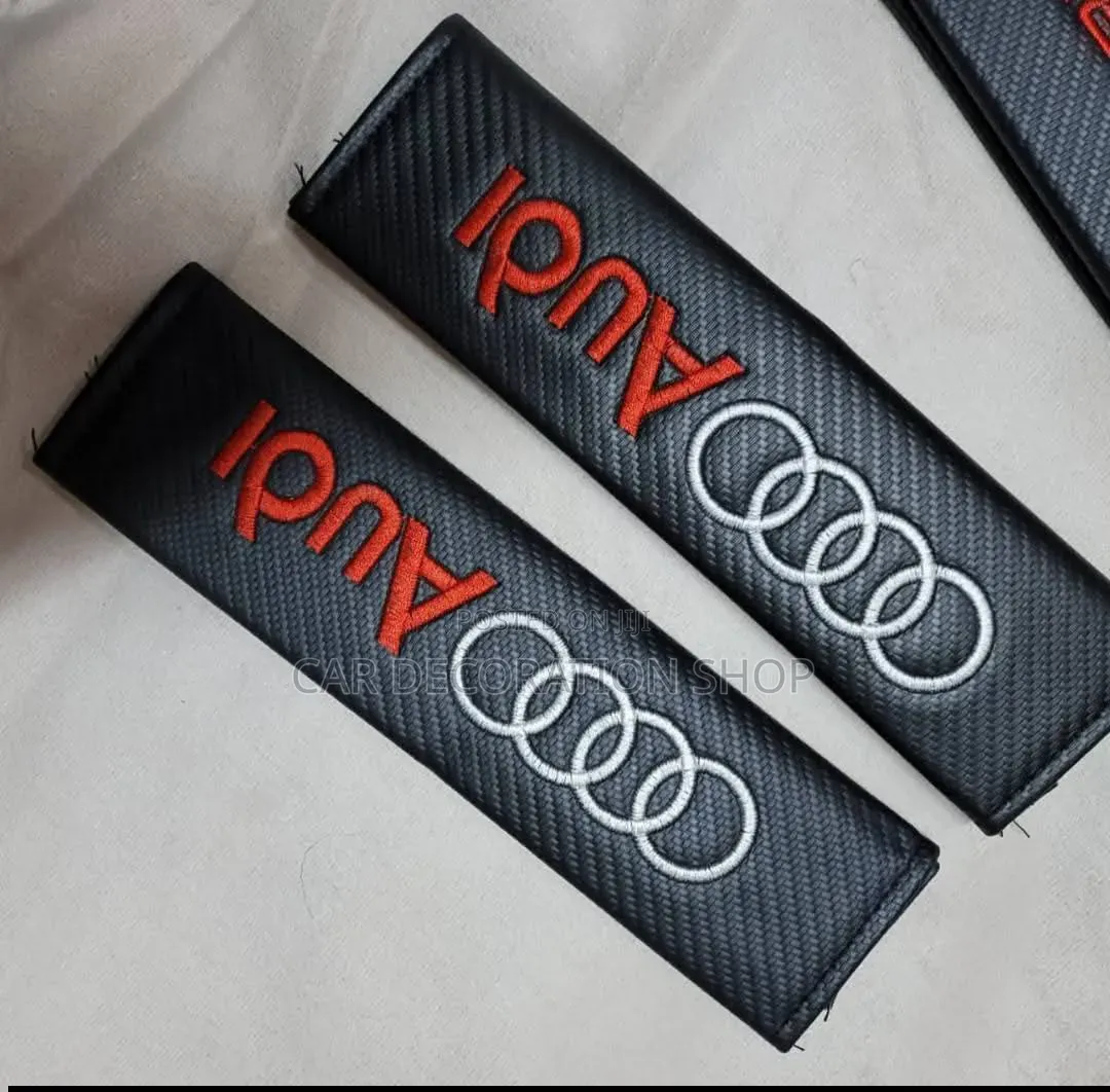 2pc Audi Soft Touch Carbon Fiber Look Safety Belt Cover