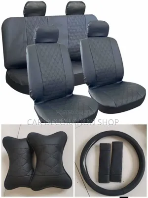 Leather Universal Seat Cover With Front/Rear,Headrest,Steering,Pillow