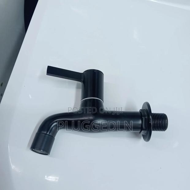 Wall Bib Tap Black Lever - main view