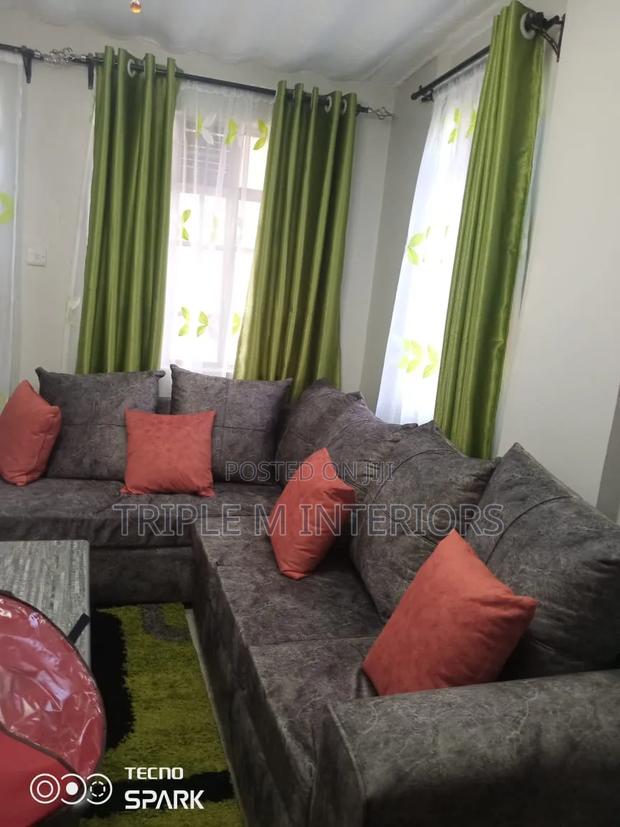 Green Home Curtains With White Sheers - main view