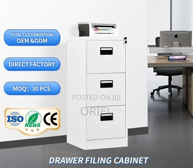 Office Cabinet : 3-Drawer Office Lockable Filing Cabinet