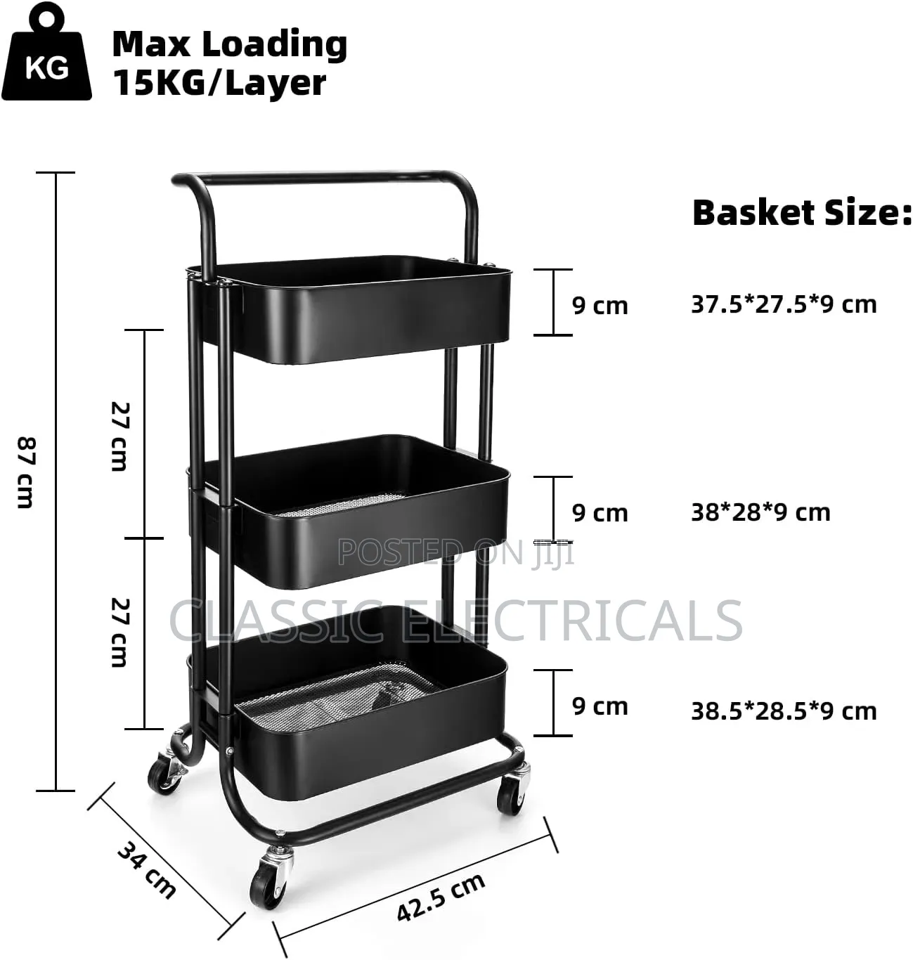 *New Arrival* *3 Layer Metallic Mesh Trays Trolley Rack