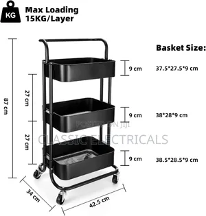 *New Arrival* *3 Layer Metallic Mesh Trays Trolley Rack