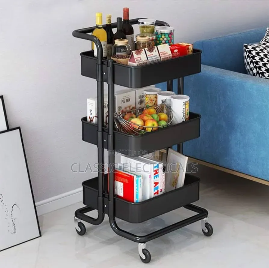 *New Arrival* *3 Layer Metallic Mesh Trays Trolley Rack