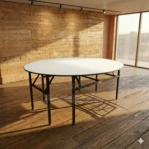 Heavy Duty 1.5m Round Wooden Table – Foldable Design