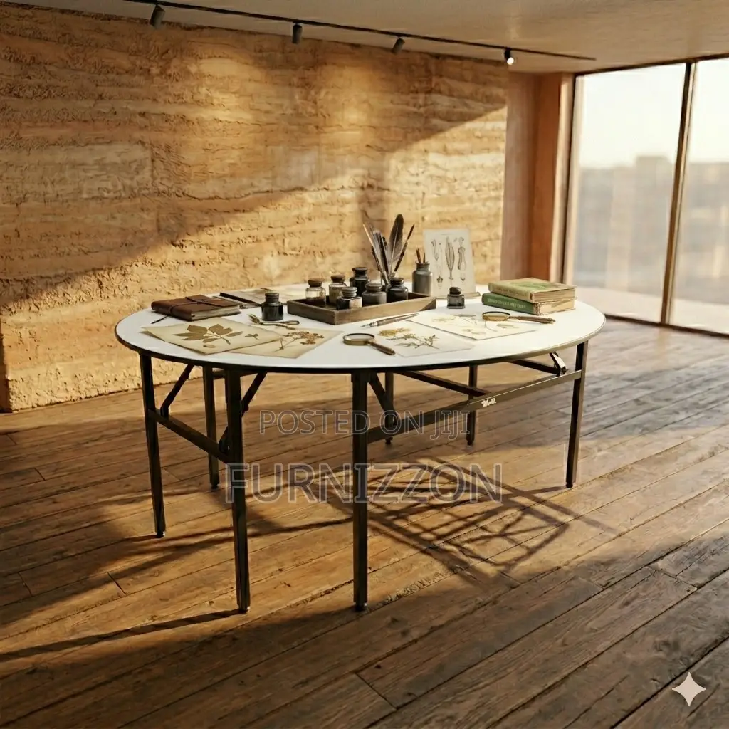 Portable 1.5m Round Wooden Folding Table – Space Saving