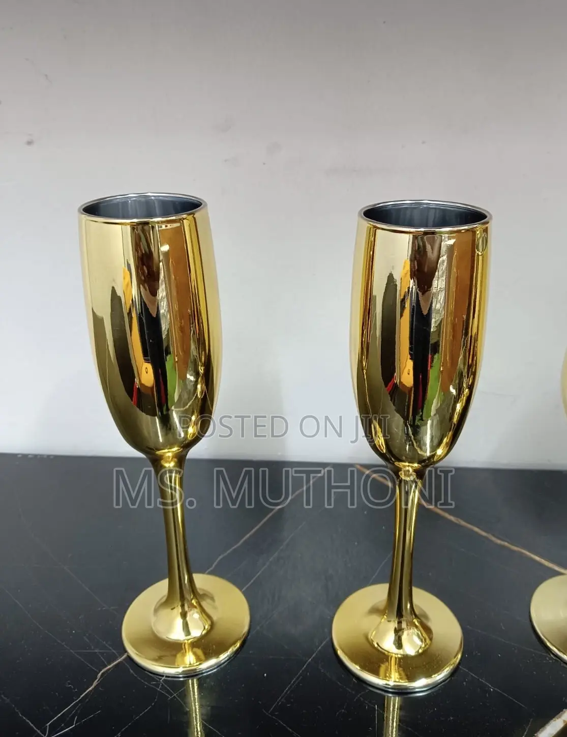 6 PCS Stainless Steel Gold Champagne Flutes