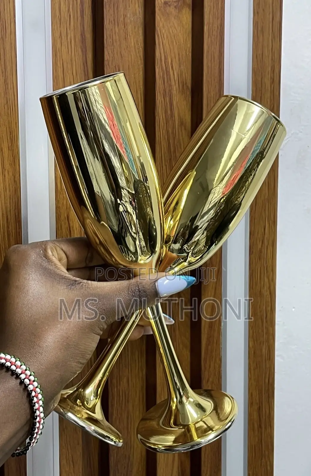 6 PCS Stainless Steel Gold Champagne Flutes