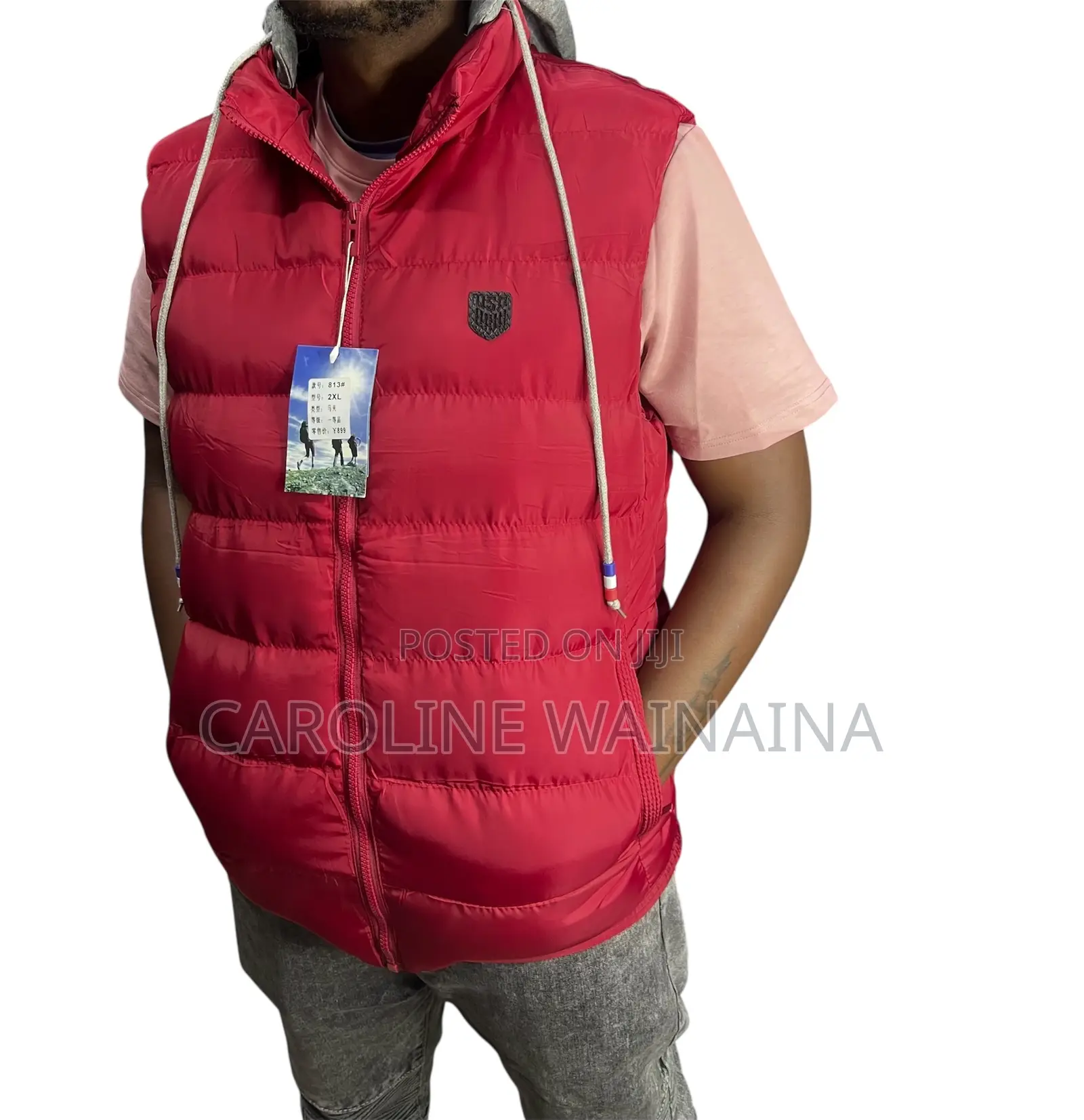 Red Classy Puff Half Jacket