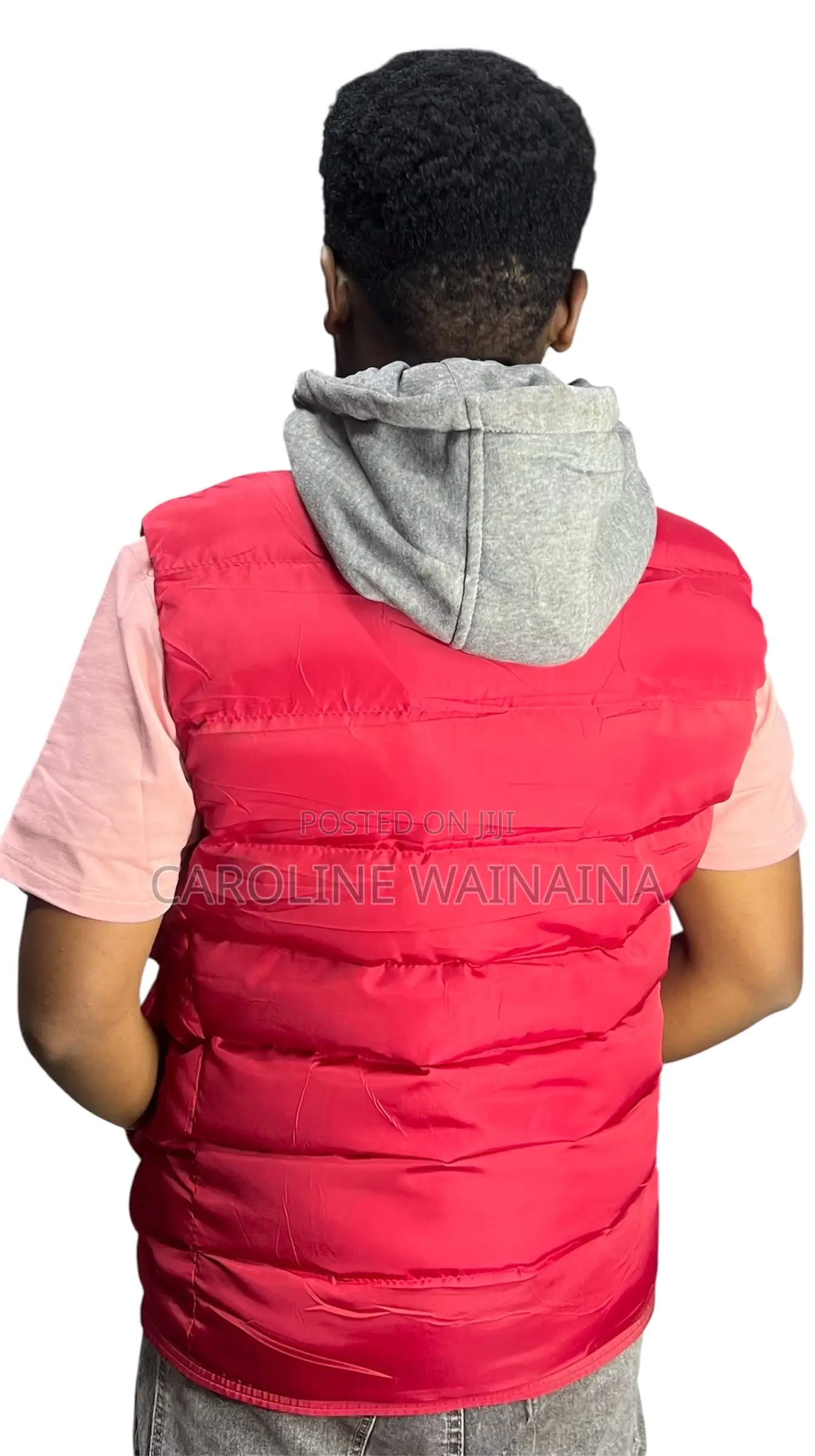 Red Classy Puff Half Jacket