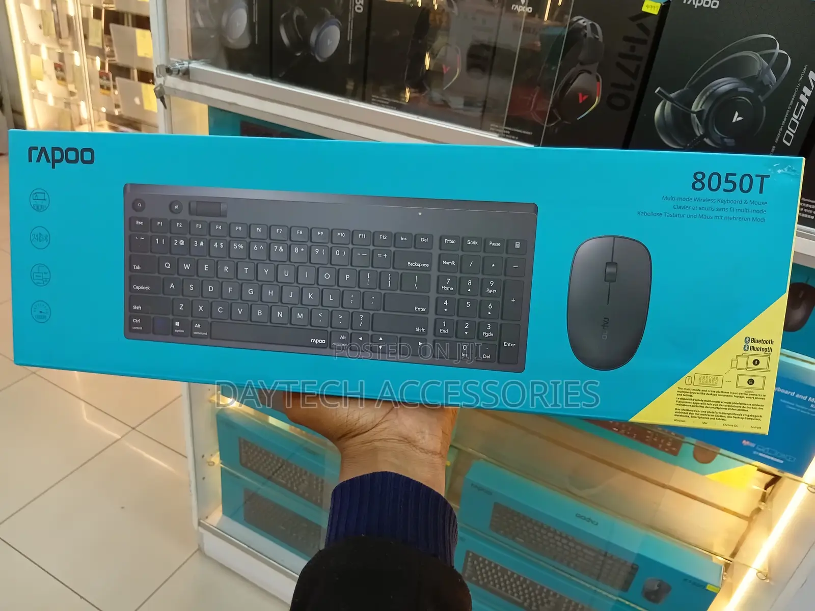 Rapoo 8050t Wireless Keyboard Mouse Set - Black
