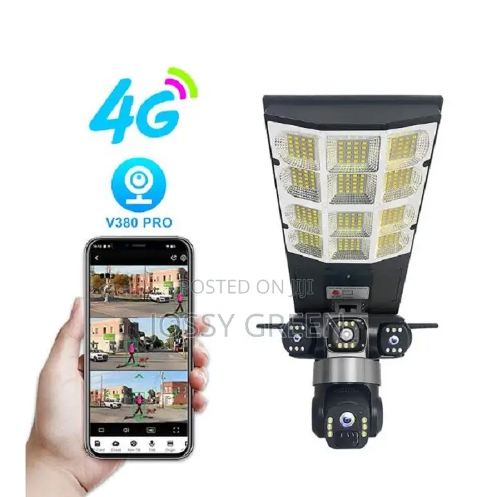 Tripple Lens Solar Powered Street Light/ Flood Light 4g Simcard CCTV