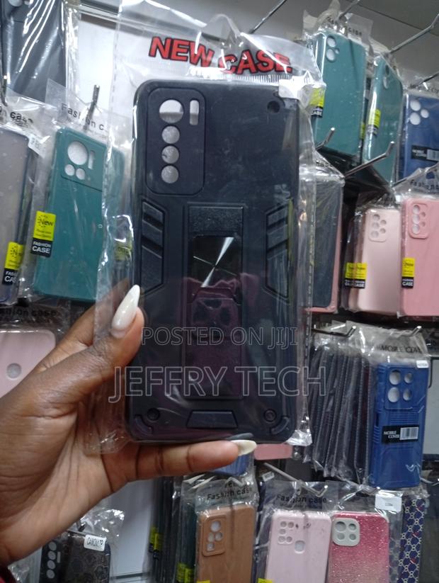 Black Soft Silicone Phone Case Featuring a Built-in Kickstand, - main view