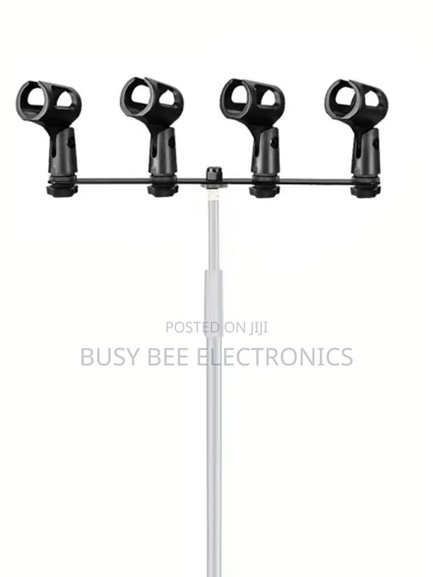 4 Microphone Clips, Stereo T-Rod Adapter Stand,