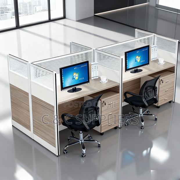 Office Desks; Modern Office Workstation Desk - 4-Way - thumbnail 6