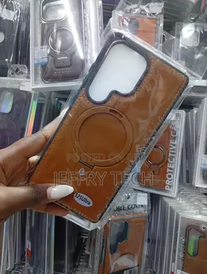 Brown Faux Leather Protective Case for the Samsung Galaxy S25 Ultra