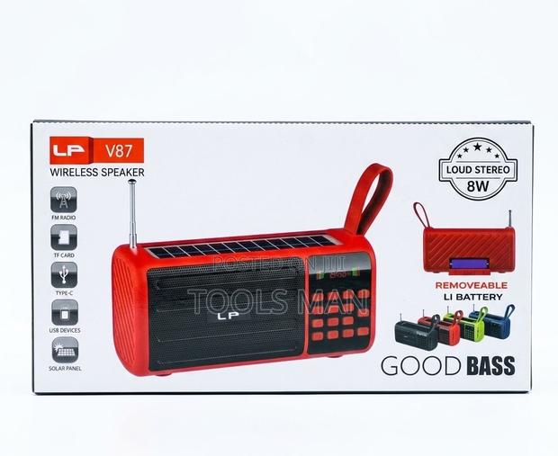 Solar Wireless Speaker.Rechargeable, Usb,Bluetooth Fm Radio.Lp V87