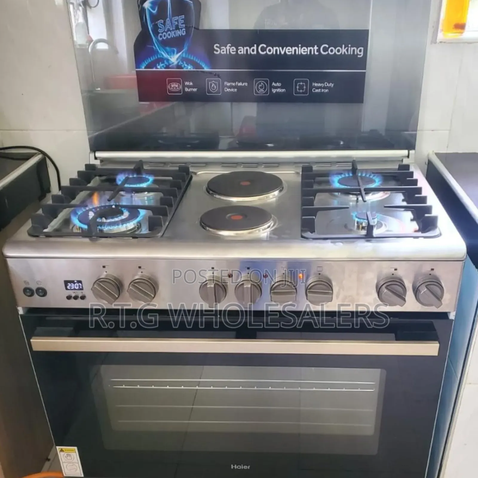 Haier 4+2 Gas Electric Cooker 60×90 With Wok Burner