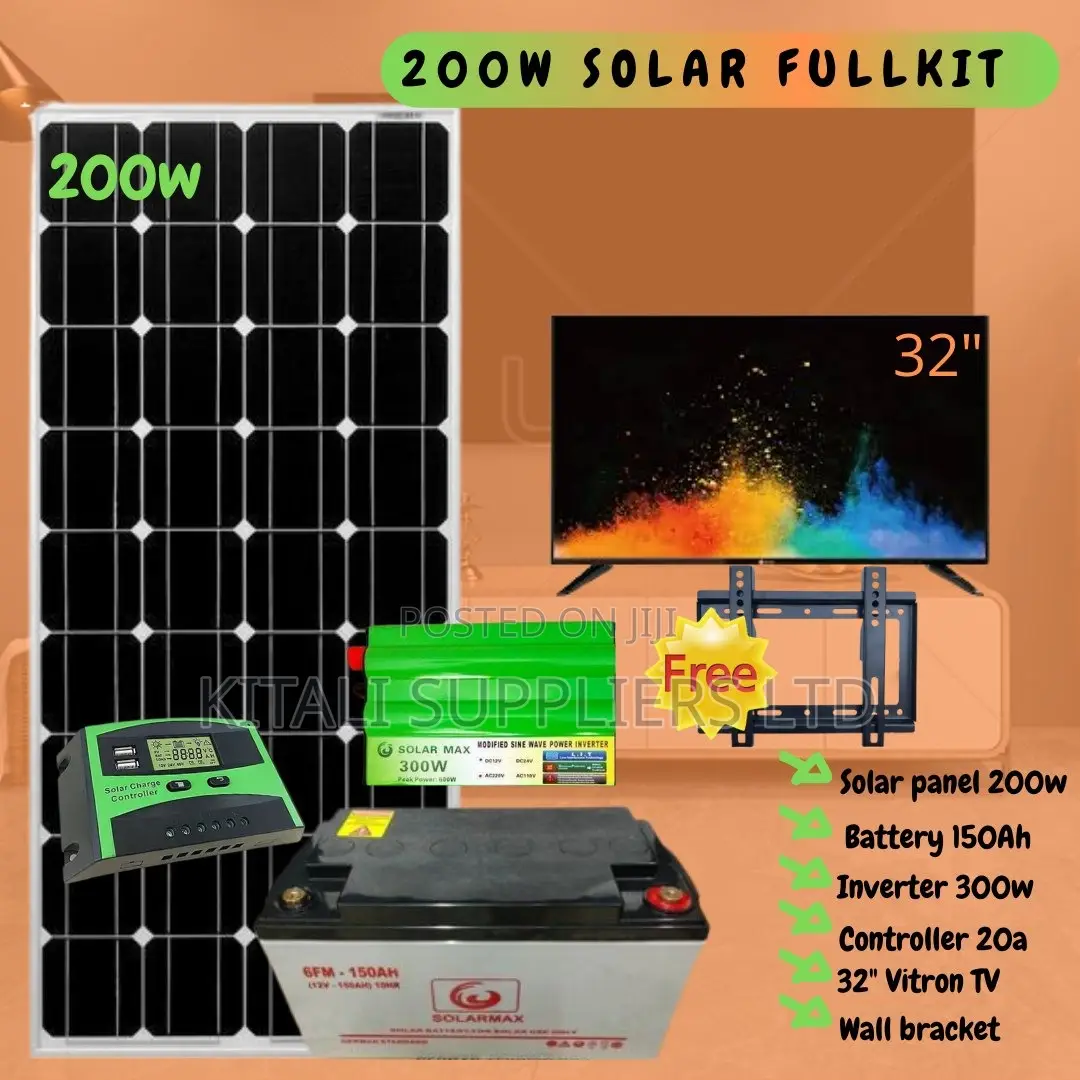200w Solar Fullkits Monocrystaline With Dry Cell Battery