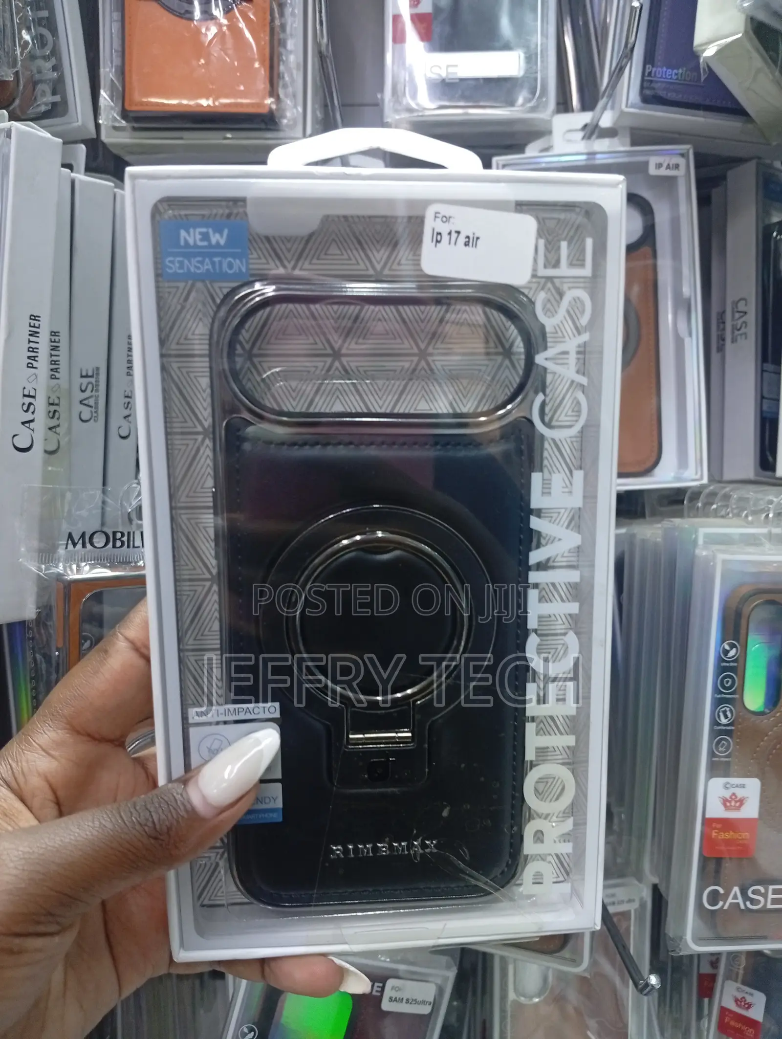 Protective Case for the iPhone 17 Air Magnetic Ring Kickstand.