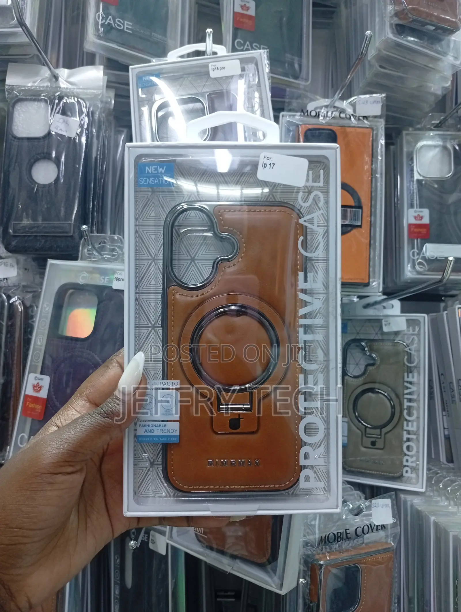 Brand Brown Leather Protective Phone Case Designed for the iPhone 17