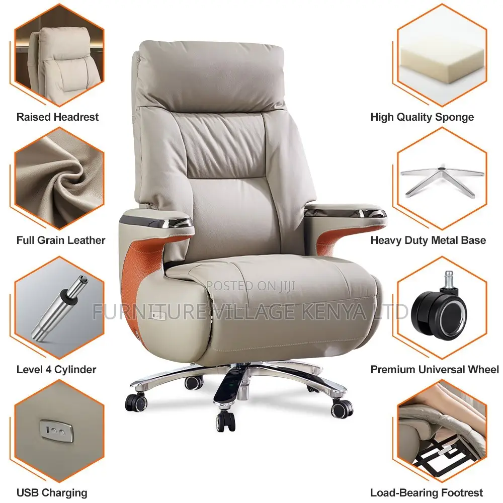 Imported Leather Upholstered Director's Desk Seat