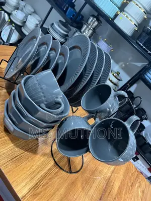 16 PCS Grey Stoneware Dinner Set