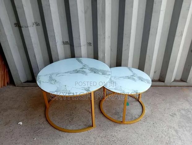 White Nesting Coffee Table Marble Effect (Mdf) - thumbnail 2