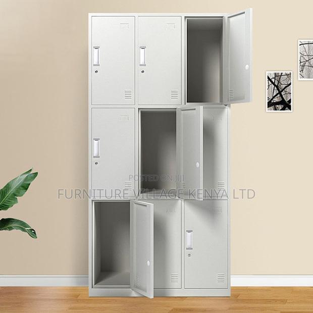 9-Door's White Metallic Gym Locker Cabinet