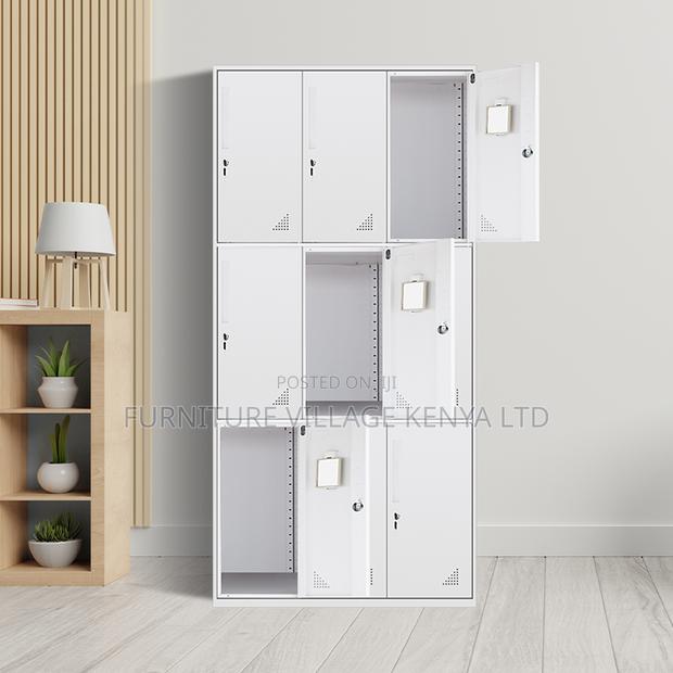 9-Door's White Metallic Gym Locker Cabinet - thumbnail 9