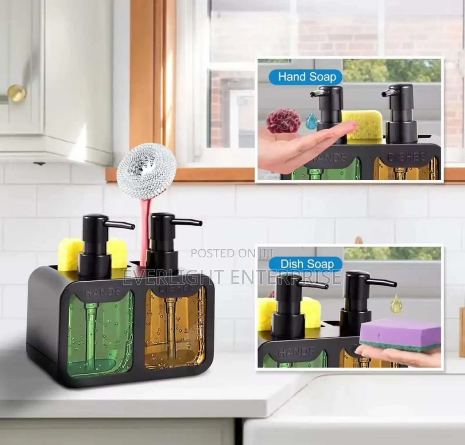 Hand and Dish Soap Dispenser Set With Sponge