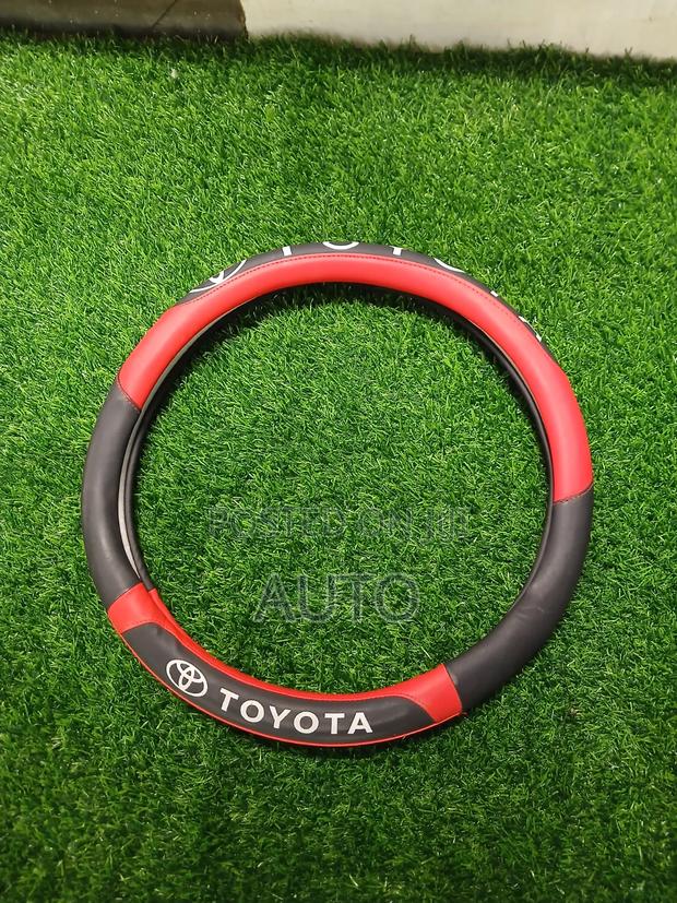 Toyota Steering Wheel Cover – Premium Leather Grip Red Black