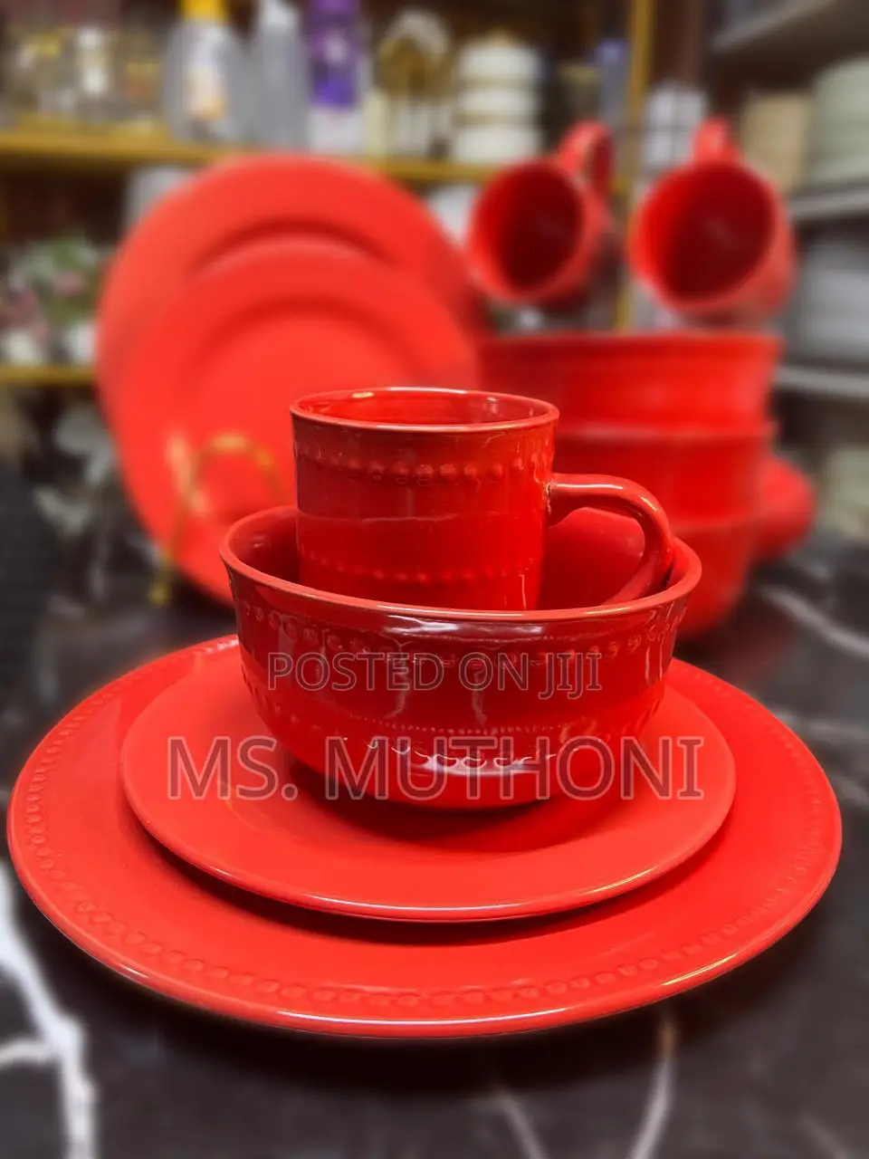 16 PCS Homevss Pearl Dots Stoneware Dinnerware