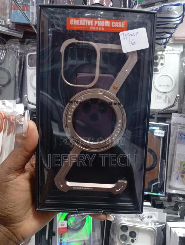 Oatsbasf Z-Shaped Titanium Metal Phone Case for the iPhone 16 Pro.