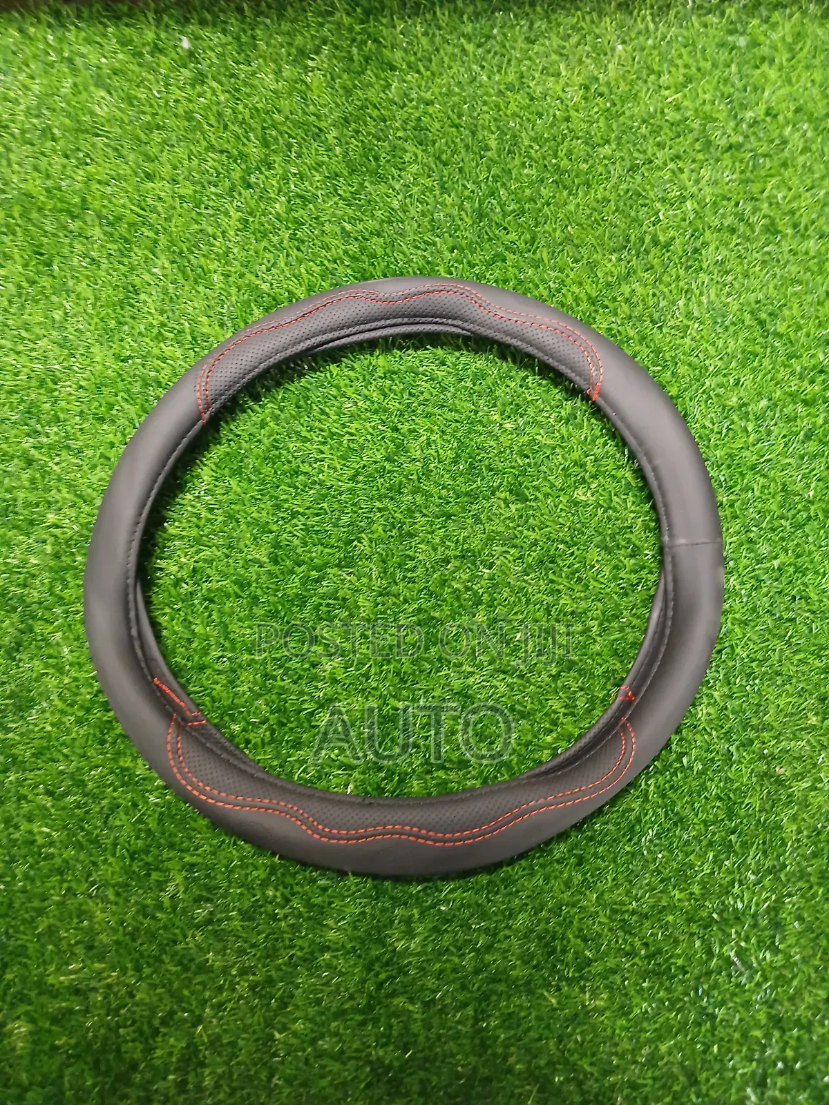 Car Steering Wheel Cover Black With Red Stitching – Universal Fit