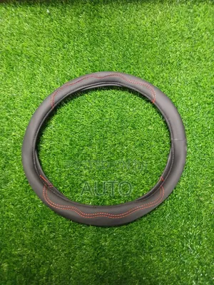Car Steering Wheel Cover Black With Red Stitching – Universal Fit